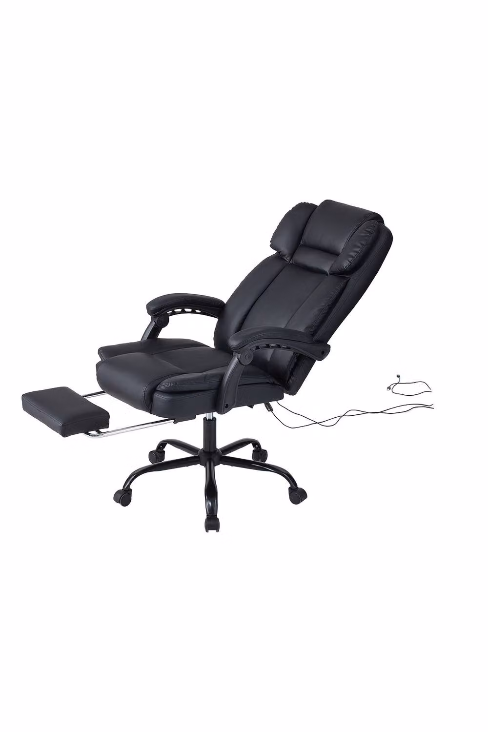 Living and Home Black Synthetic Leather Height-Adjustable Swivel Office Task Chair with Headrest and Armrests – 3
