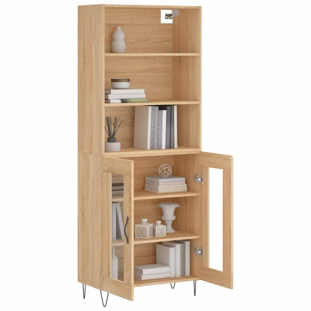Berkfield Home Sonoma Oak Highboard in Light Beige, W/D/H: 69.5 x 34 x 180 cm – 2
