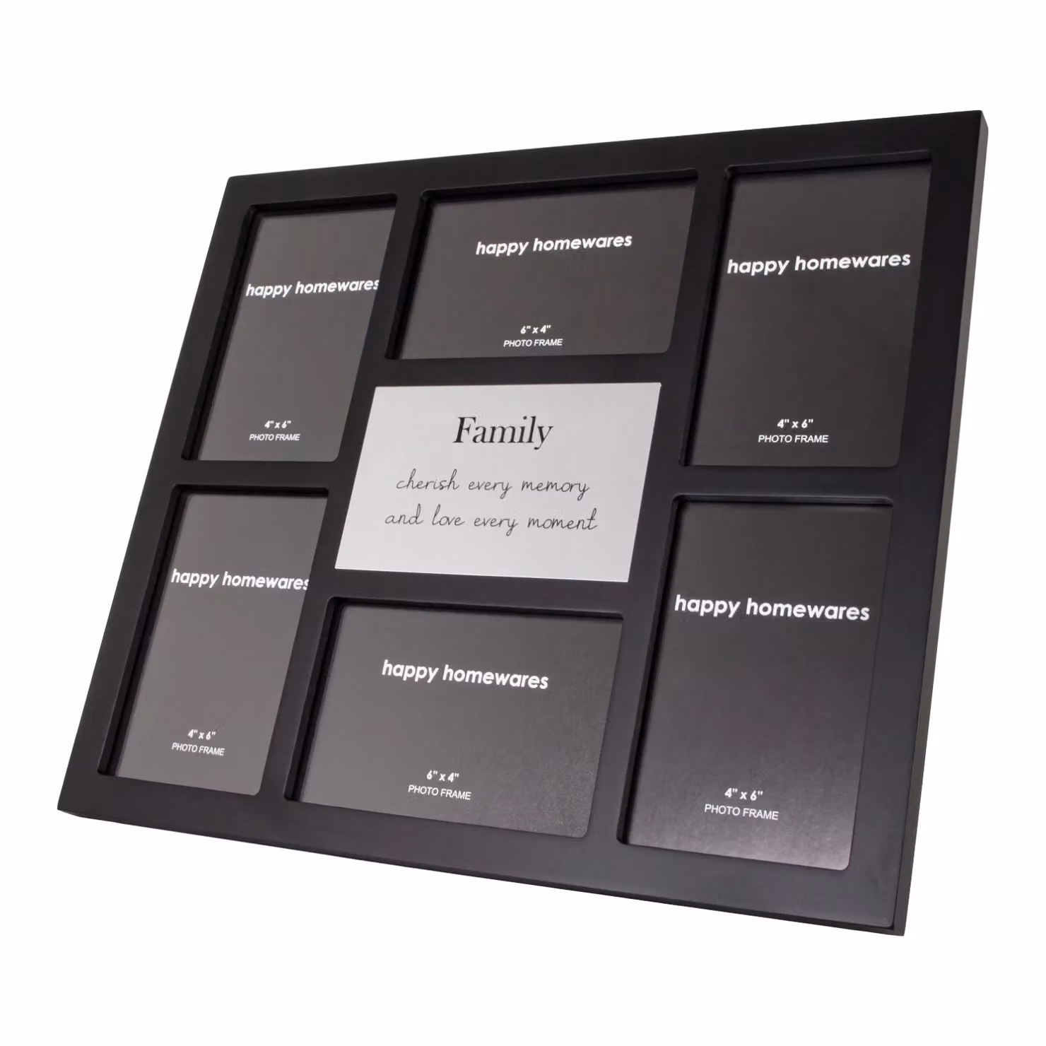 Happy Homewares Modern Black Multi Collage Rectangular Tabletop Picture Frame – 2
