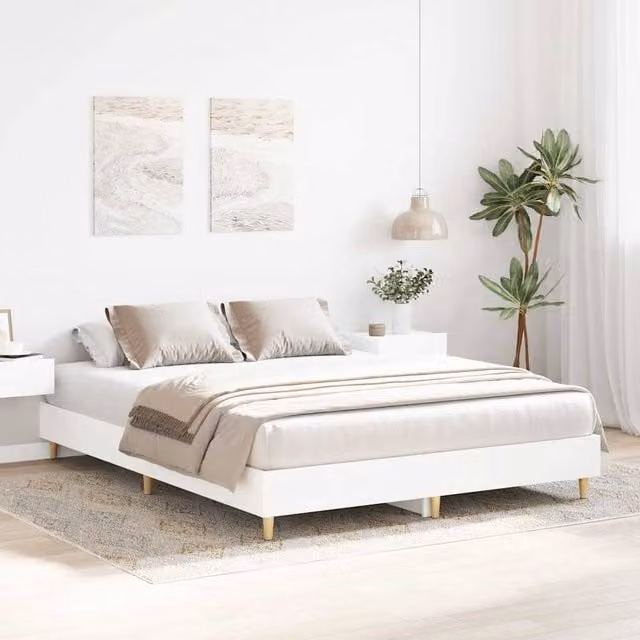 Berkfield Home Durable Bed Frame in White, W/D/H: 140 x 25 x 203 cm