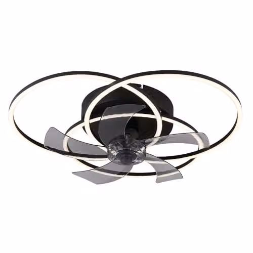 Globo Lighting Black LED Ceiling Fan with Remote Control, Dimmable Timer and CCT, Diameter: 58 cm