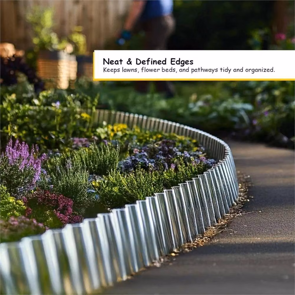 Nordara Galvanised Steel Flexible Lawn Edging Roll, Silver, 100 Pieces – 3