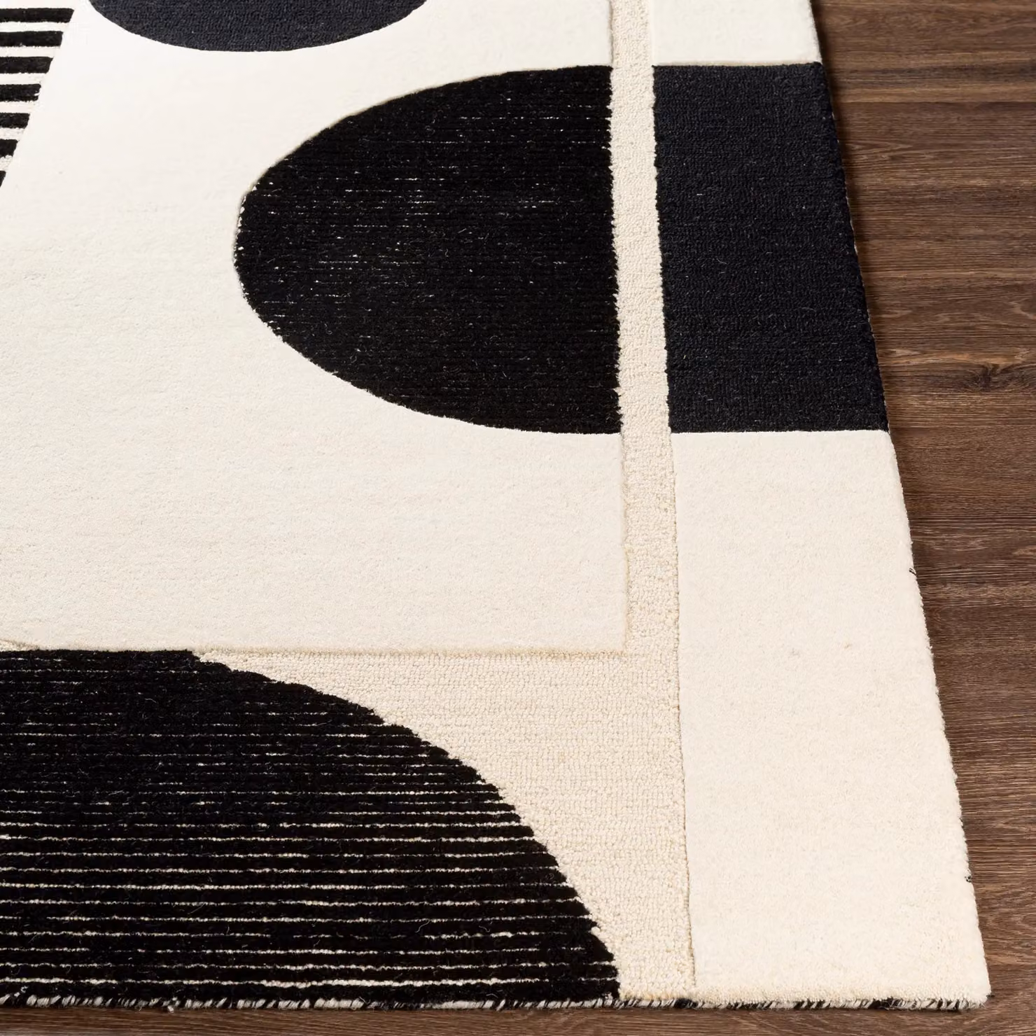 Livabliss Brooklyn Hand-Tufted Wool Modern Geometric Rug in Cream and Black, W: 180 cm, D: 250 cm – 5
