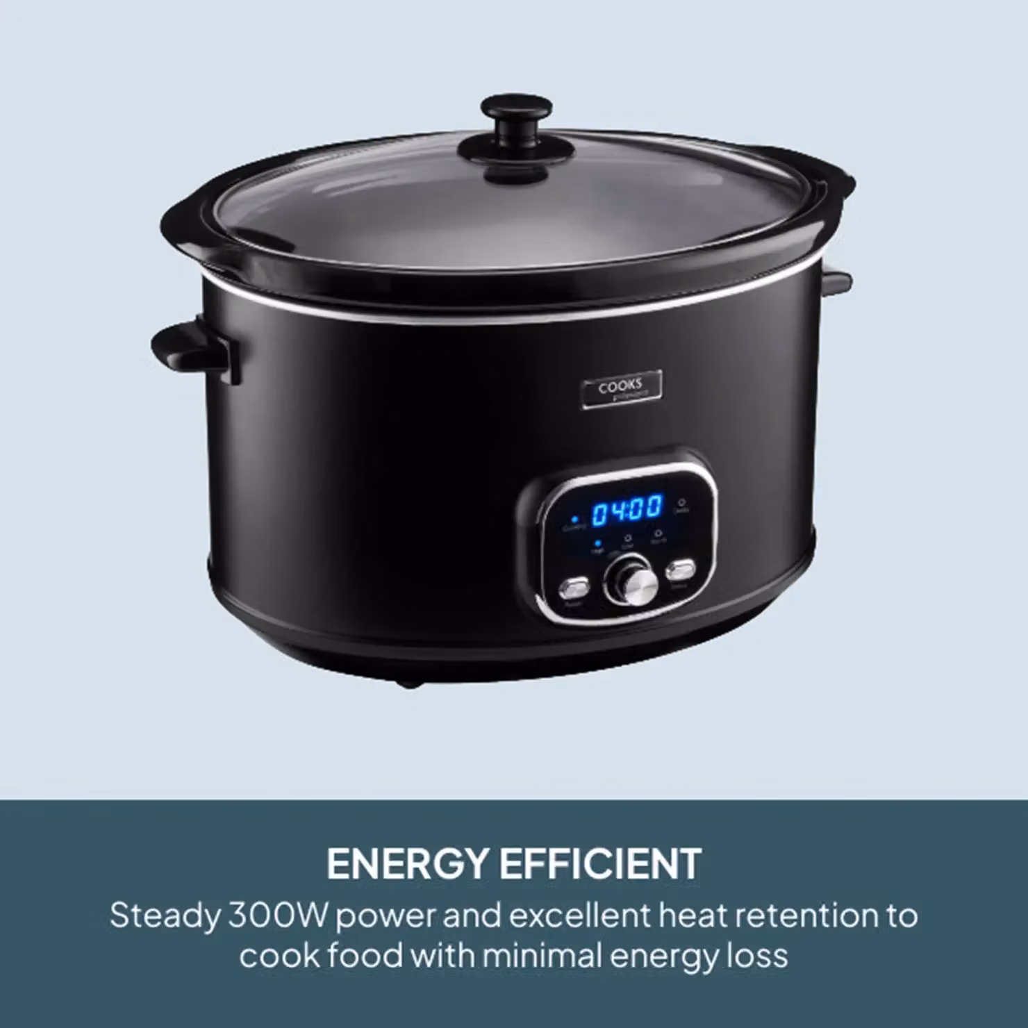 Cooks Professional 8L Digital Slow Cooker with Glass Lid and Removable Ceramic Bowl in Black and Gold – 3