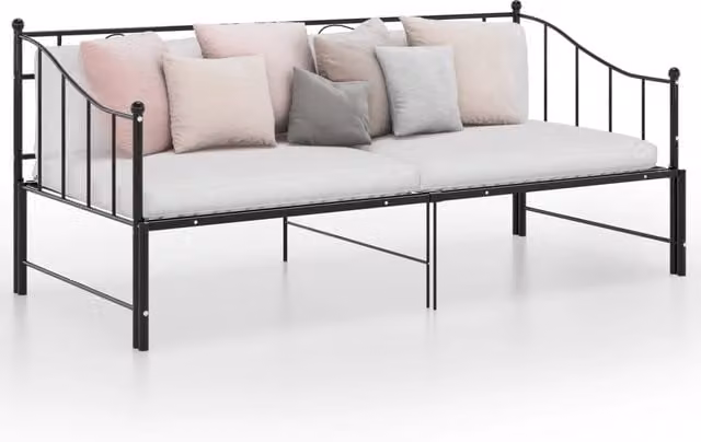 Berkfield Home Black Metal Pull-out Sofa Bed Frame W: 90 cm, L: 200 cm