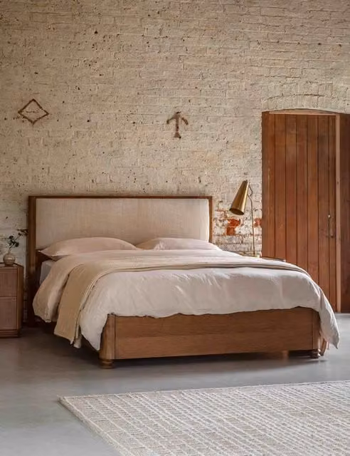 Gallery Direct Dempsey Bed in Brown and Beige Mix with Oak and Pine Wood Details