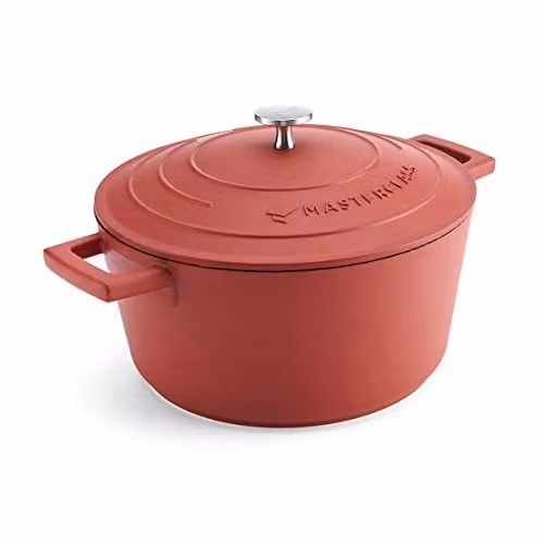MasterClass Red Cast Aluminium Casserole Dish with Lid, 4L, 24 cm – 1