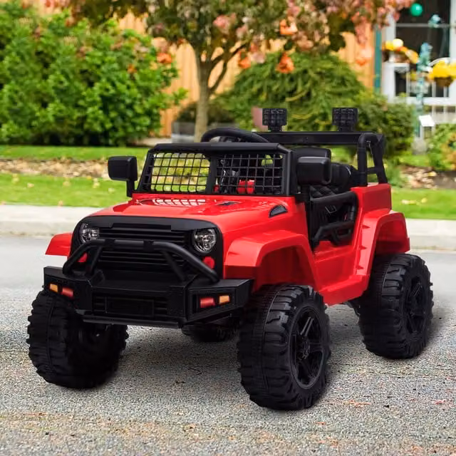 HOMCOM 12V Kids Electric Ride On SUV Truck Toy with Light and Sound, Red