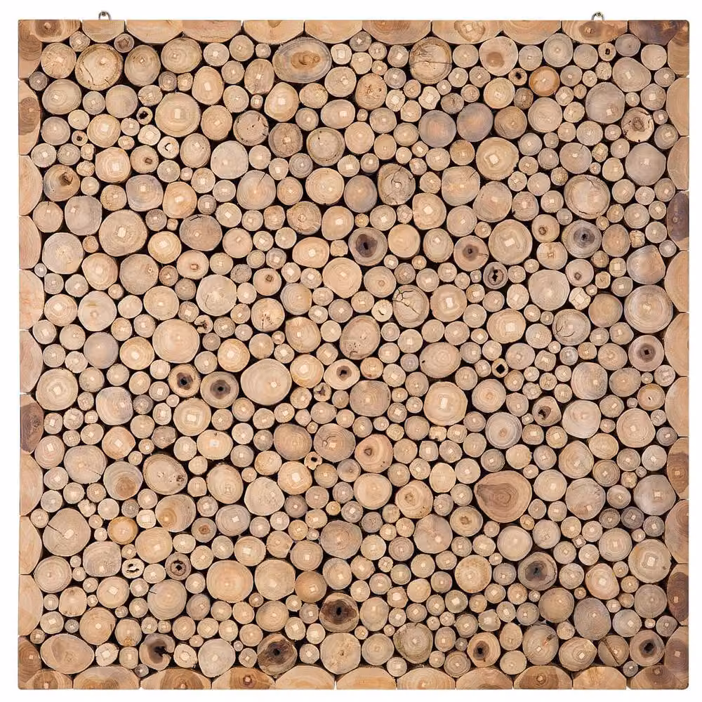 Wyld and Coco Brown Geometric Abstract Teak Wood Wall Art – 2