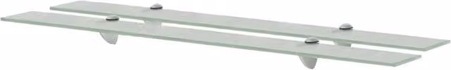 Berkfield Home Set of 2 Clear Glass Floating Shelves, W: 90 cm, D: 10 cm