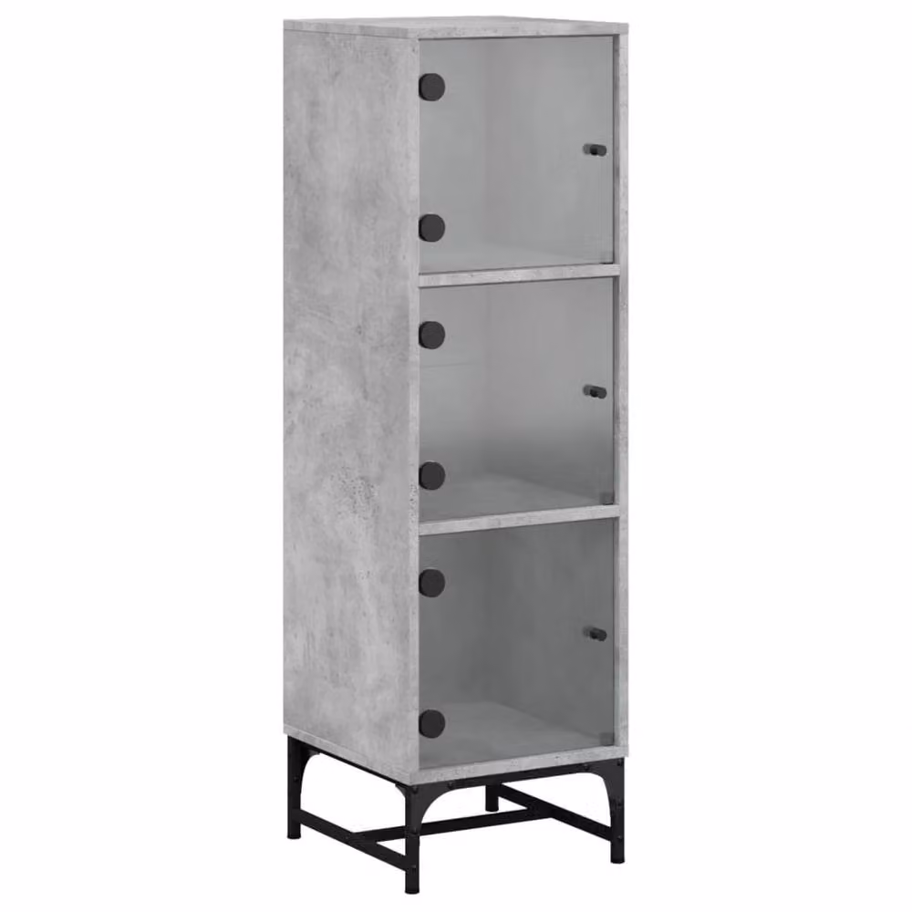 Berkfield Home Modern Highboard with Glass Doors in Concrete Grey, W/D/H: 35 x 37 x 120 cm – 2