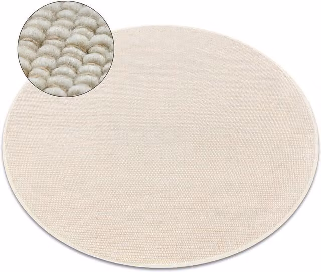 RugsX Nepal Round Woven Wool Rug in Beige, Diameter: 160 cm – 1