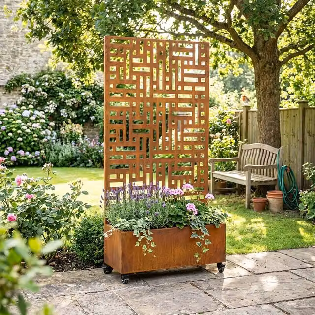 Nicoman Metal Freestanding Outdoor Privacy Screen and Garden Divider, H 180 cm x W 90 cm, Black, Anthracite or Brown