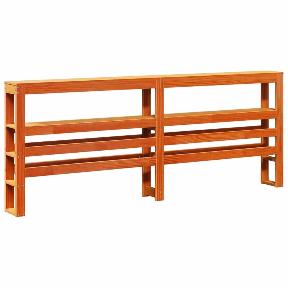 Berkfield Home Modern Solid Wood Pine Headboard with Integrated Shelves, Wax Brown, W: 186 cm, H: 82 cm, D: 19 cm – 3