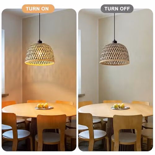 Harper Living Handwoven Bamboo Easy Fit Pendant Light Shade with Reducer Ring, Black and Brown, Diameter: 28 cm – 4
