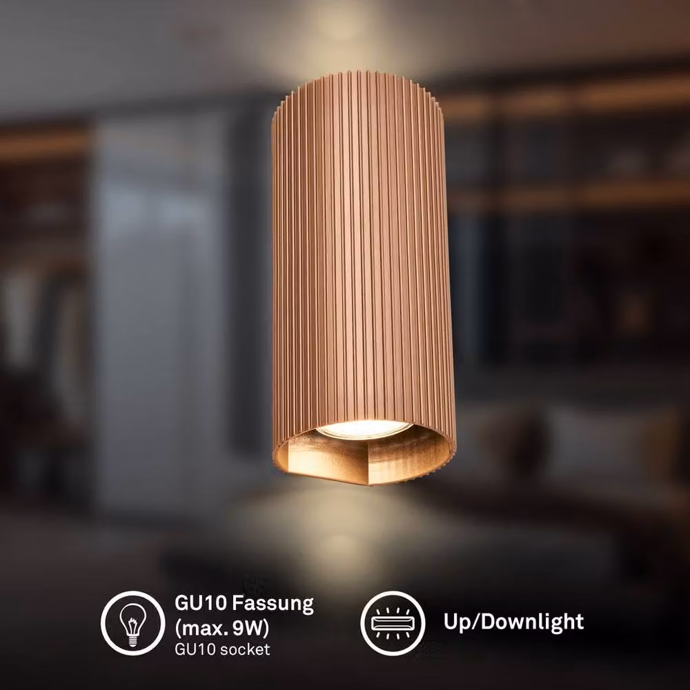 Briloner Coffee GU10 Up & Down Ribbed Wall Light in Bronze – 2