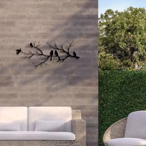 Your Home Rulez Black Metal Birds and Branch Wall Art, W: 75 cm, H: 37 cm – 3