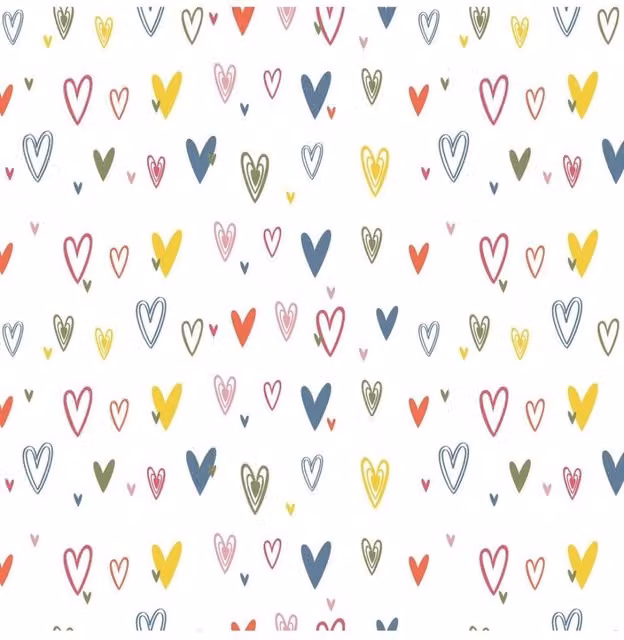 KDMD Multicolour Colourful Hearts Plastic Film, W: 80 cm, L: 100 m