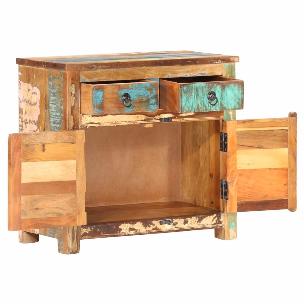 Berkfield Home Retro Lacquered Solid Wood Sideboard in Multicolour, W/D/H: 70 x 35 x 65 cm – 2