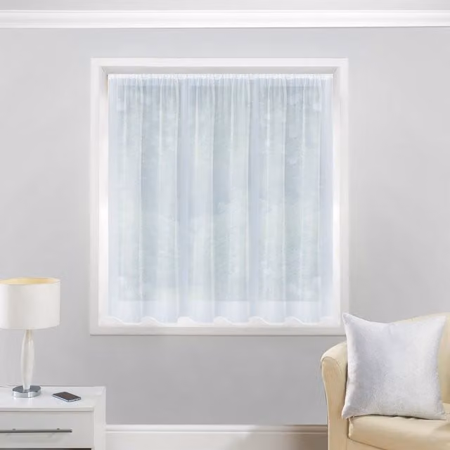 Tyrone Textiles Albany Plain White Pre-Cut Net Panel, Width: 200 cm, Drop: 160 cm