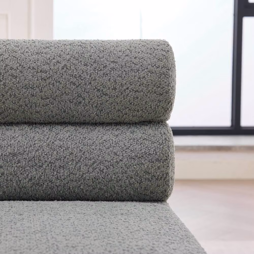 Matteo Upholstered Boucle Accent Bench with Rolled Backrest and Solid Wood Legs in Green – 3