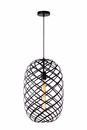 Lucide Wolfram Black Metal Pendant Light, Diameter: 32 cm, Height: 180 cm, E27, Dimmable and Height Adjustable – 1