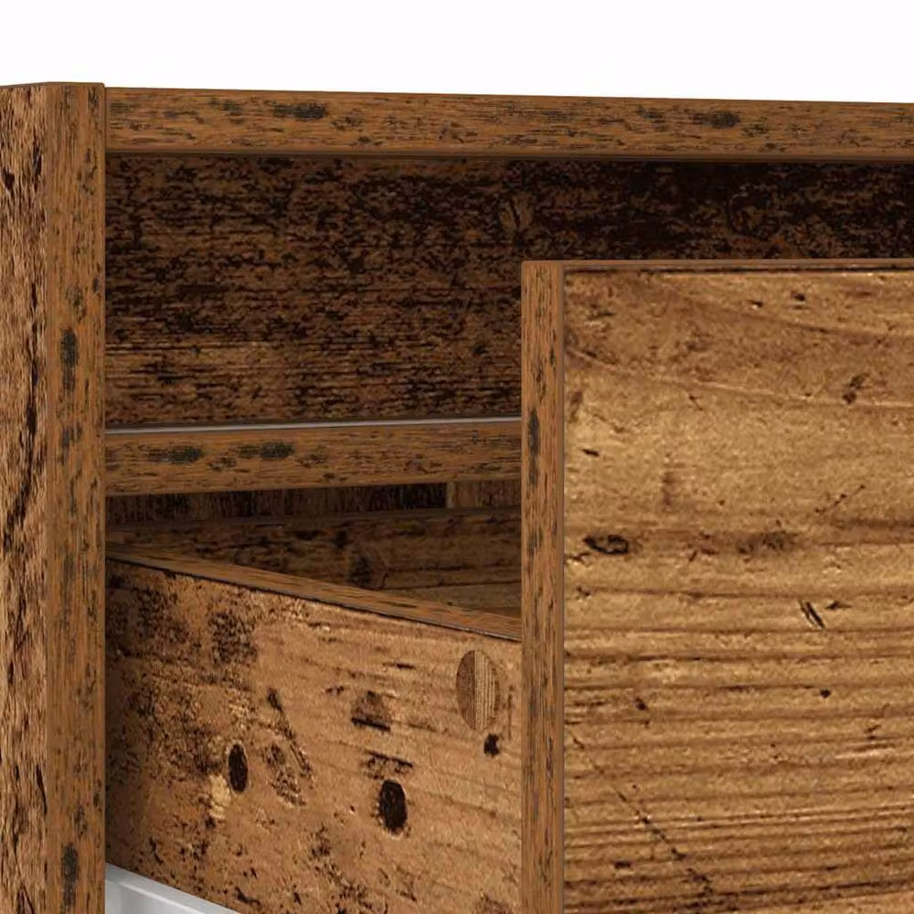 Berkfield Home TV Cabinet with LED Lights in Old Wood Brown, W: 100 cm, D: 35.5 cm, H: 25 cm – 6