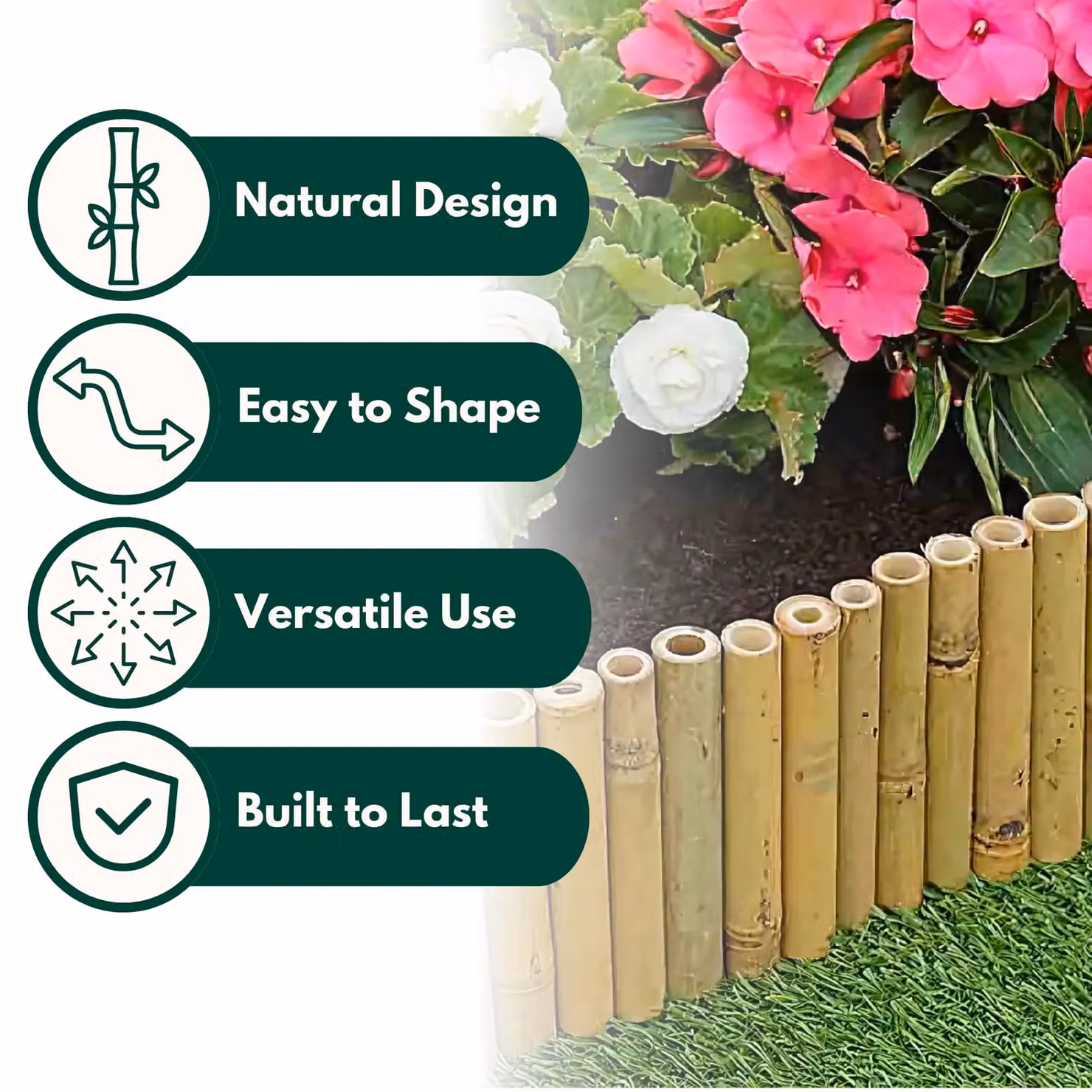 Marco Paul Heavy Duty Bamboo Lawn Edging Border in Beige – 3