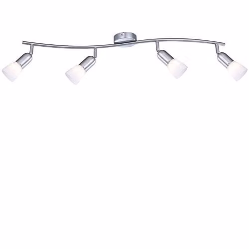 Globo Lighting Cathy Ceiling Spotlight Bar in Matt Nickel with White Glass Shades, 4x E14