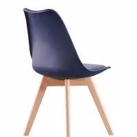 Life Interiors Set of 2 Lorenzo Scandinavian Dining Chairs with Blue Synthetic Leather Cushions and Beech Wood Legs – 4