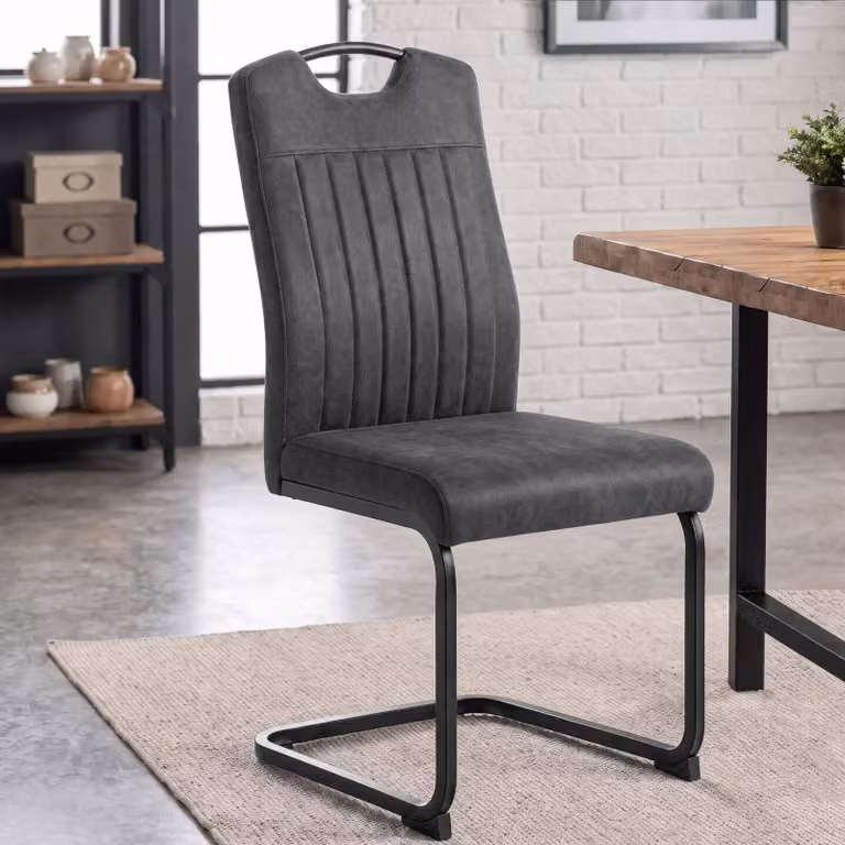 DHS Set of 4 Industrial Metal Dining Chairs with Cantilever Base in Grey, Brown or Black