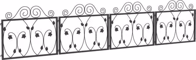 Outsunny 4-Pack Black Metal Wire Garden Fencing with Scroll Flower Design Animal Barrier – 1