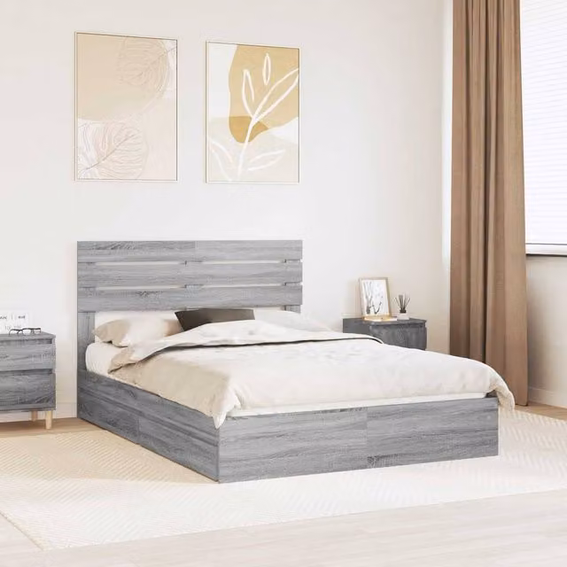 Berkfield Home Grey Sonoma Storage Bed with Drawers, Engineered Wood, 160 x 200 cm