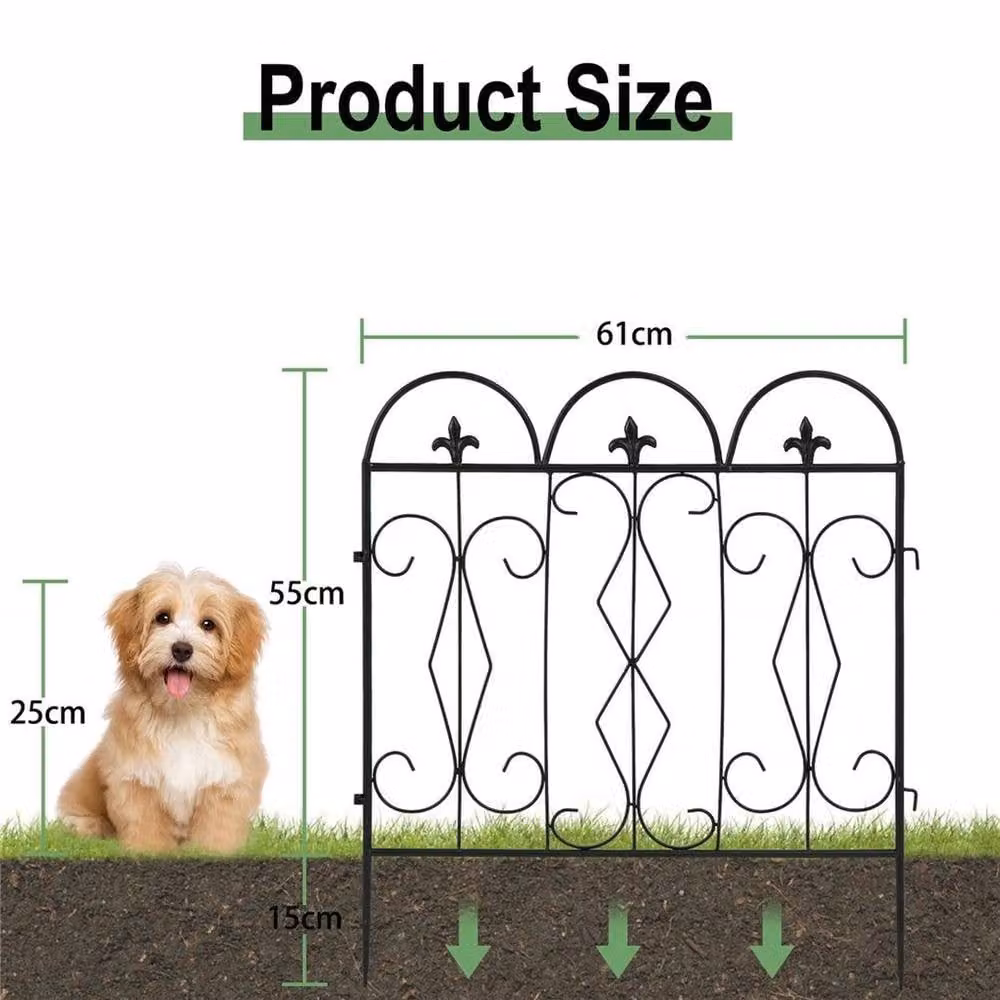 NESTLUNE Rustproof Metal Garden Fence Flower Bed in Black – 2
