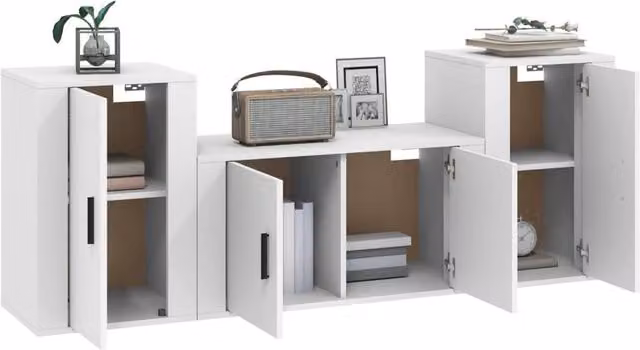 Berkfield Home Classic 3 Piece TV Cabinet Set in White Matt Engineered Wood