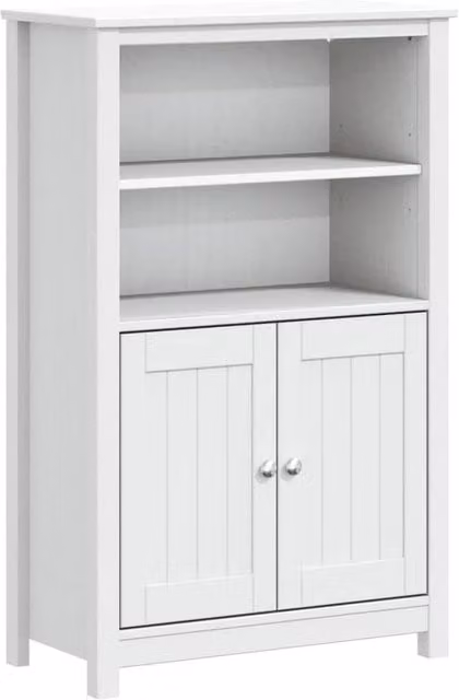 Berkfield Home BERG White Solid Wood Pine Bathroom Cabinet W/D/H: 69.5 x 34 x 110 cm