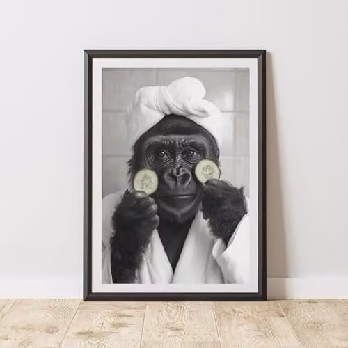 60 Second Makeover Gorilla Cucumber Quirky Animal Print Paper Poster, A3, Multicolour