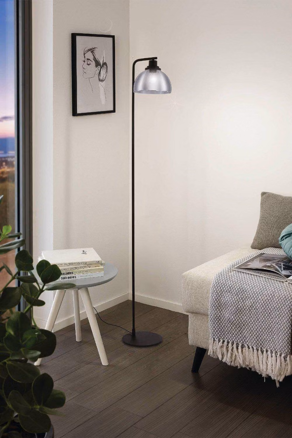 Eglo Beleser Black Metal and Glass Floor Lamp – 2