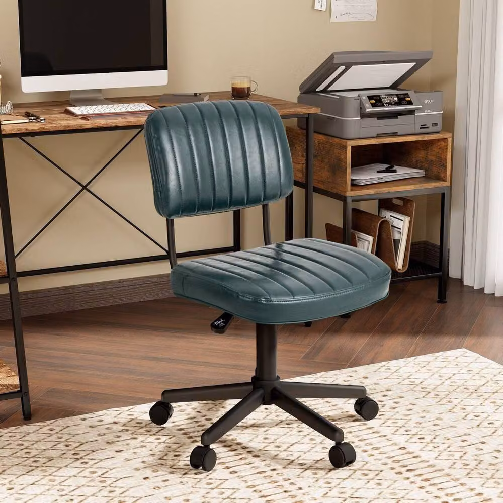 Costway Dark Green PU Leather Swivel Executive Office Chair with Height Adjustment – 2