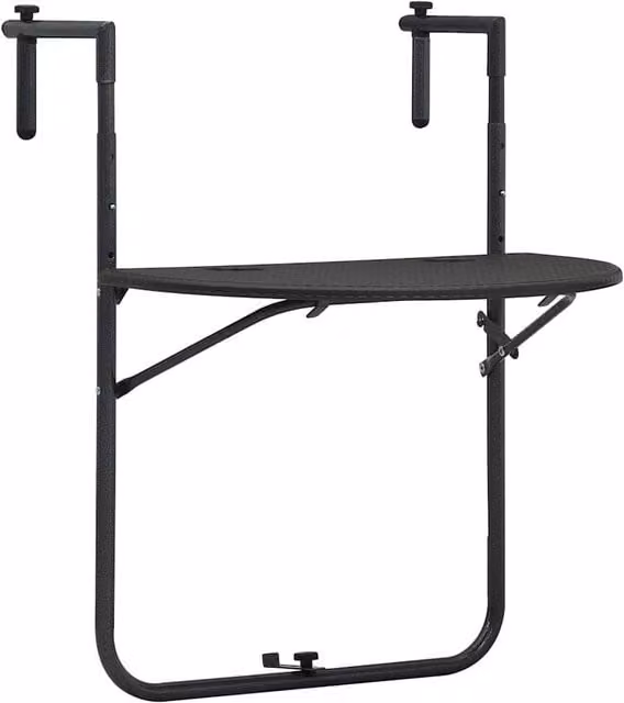 Berkfield Home Hanging Balcony Table in Brown and Dark Grey, W/D/H: 60 x 64 x 83.5 cm