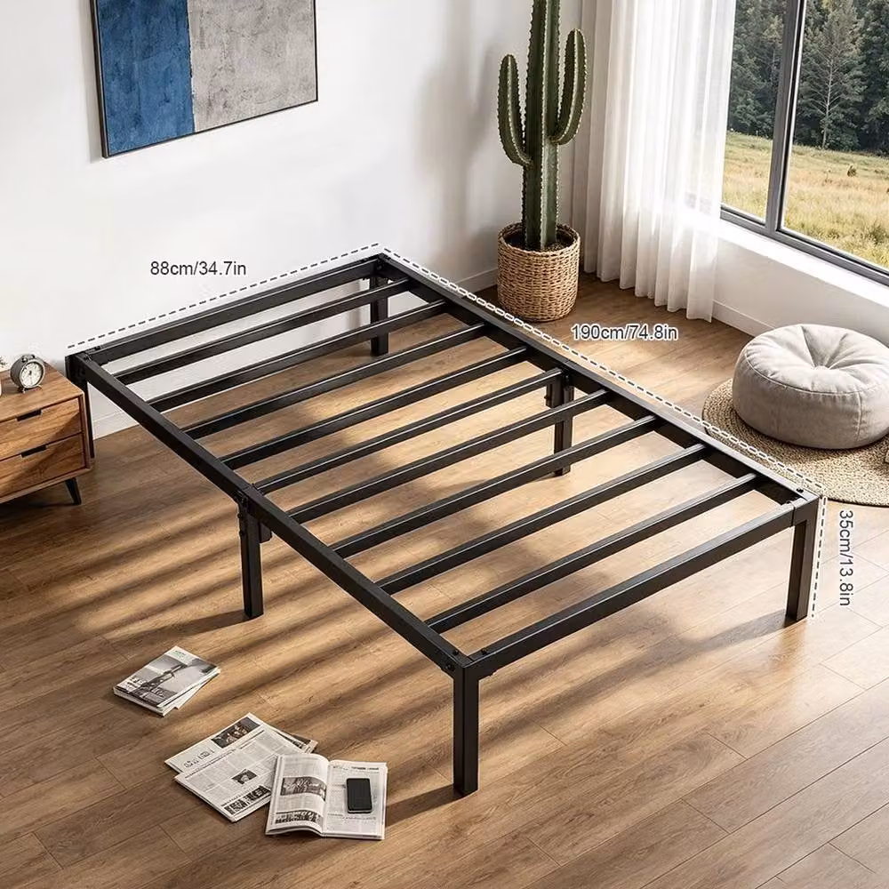 EONLION Metal Single Bed Platform Frame in Black, W/D/H: 90 x 190 x 35 cm – 1