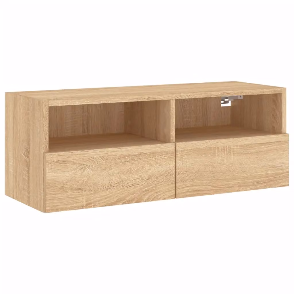 Berkfield Home Sonoma Oak TV Wall Cabinet in Brown, W/D/H: 80 x 30 x 30 cm – 2