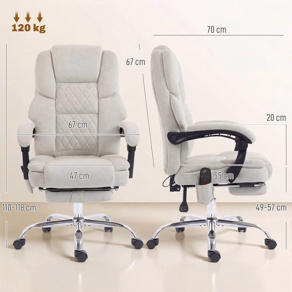 STILVORA Beige Velvet Executive Office Chair with Headrest and Armrests – 3