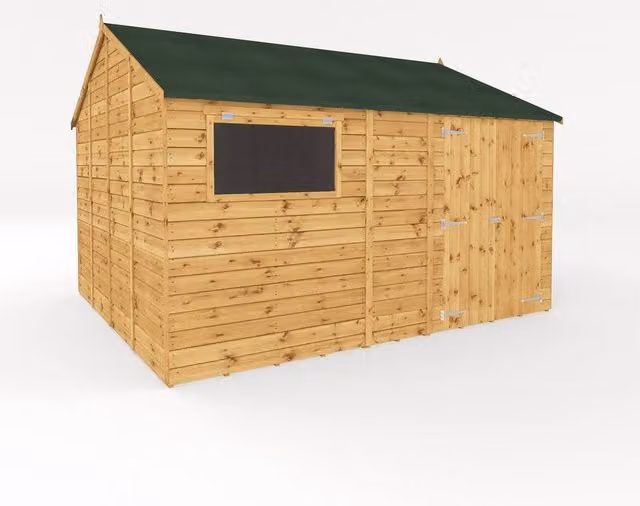 Mercia Premium Shiplap Reverse Apex Workshop in Light Brown, W: 365.8 cm, D: 304.8 cm, H: 252.4 cm
