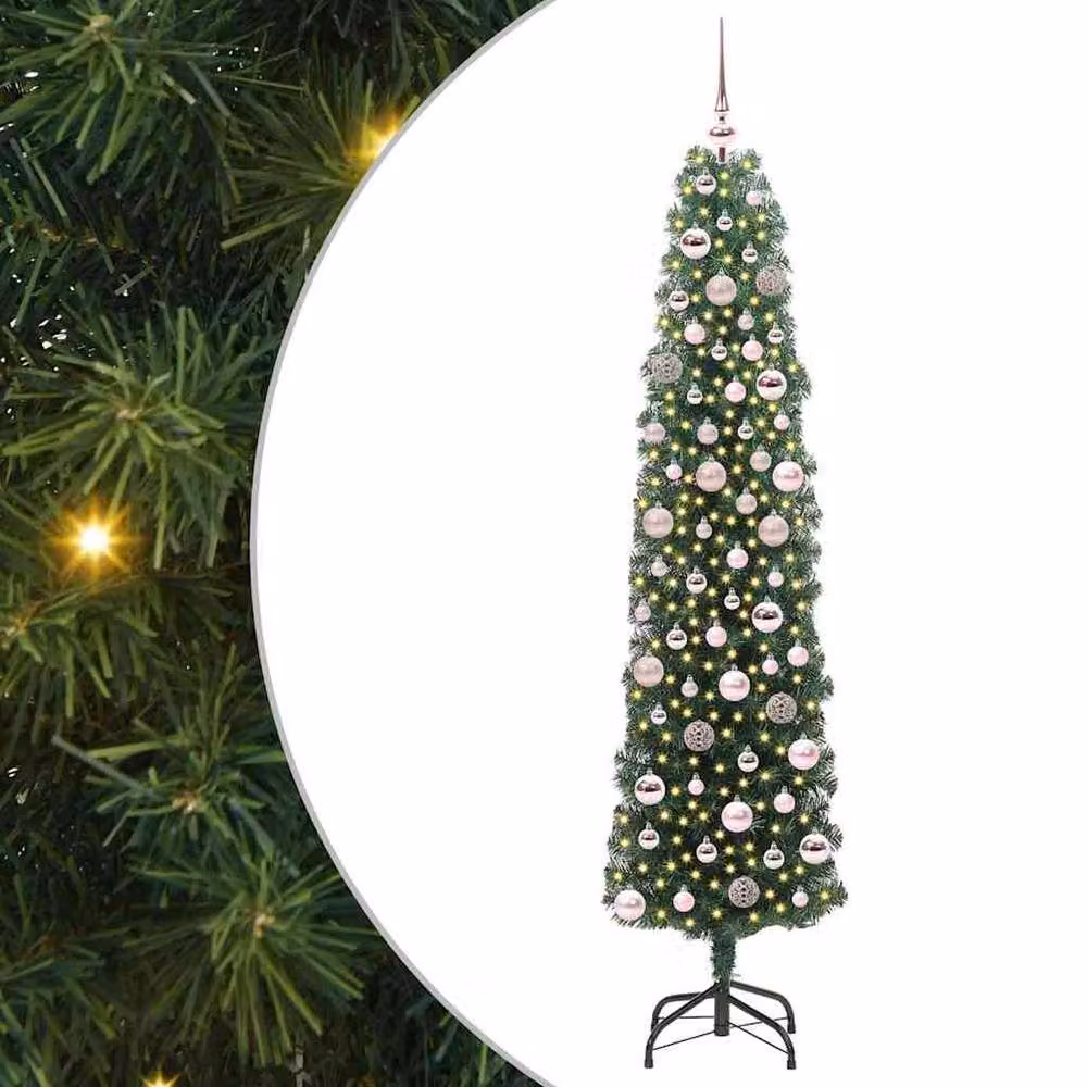 Berkfield Home Artificial Christmas Tree with 300 LEDs and Stand, Green, H 180 cm x W 48 cm x D 48 cm – 2
