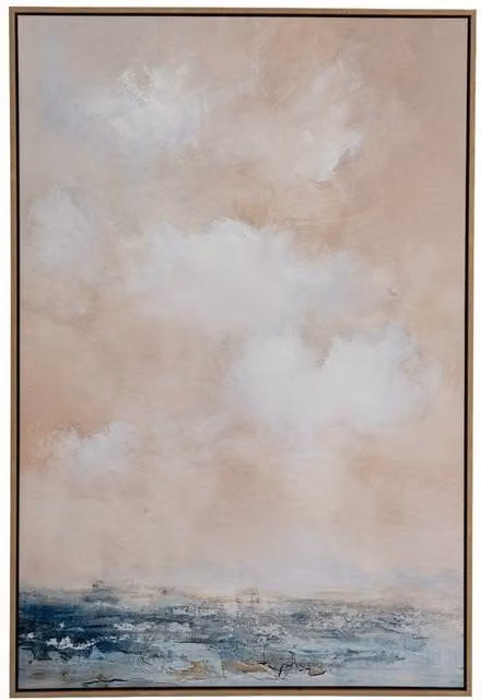 Lemon Pavilion Furniture and Decor Stratos Abstract Hand Painted Canvas in Wood Frame, Multicolour, W: 80 cm, H: 120 cm – 1