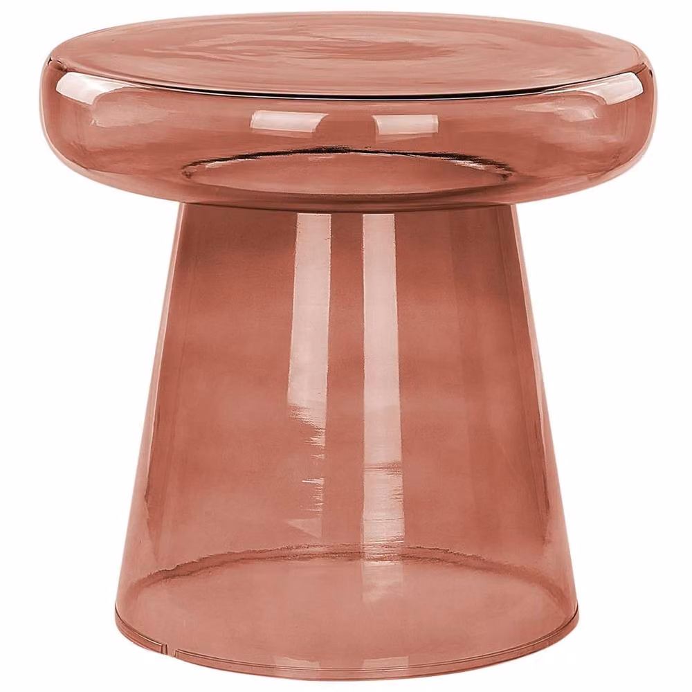 Wyld and Coco Red Transparent Glass Round Side Table, Diameter: 39 cm, Height: 39 cm – 2
