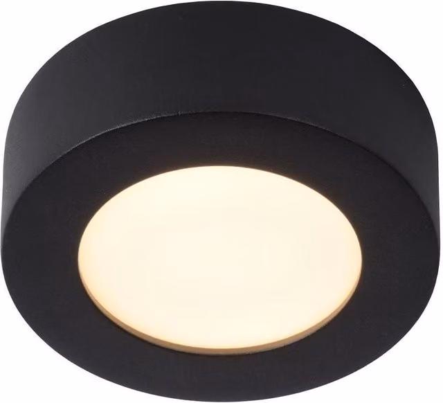 Lucide BRICE Round LED Flush Ceiling Light, Black, Dimmable, IP44 Rated – 1