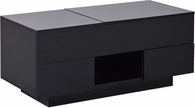 ERGOVEXA Modern Black High Gloss Lift Top Coffee Table with RGB LED Lights – 1