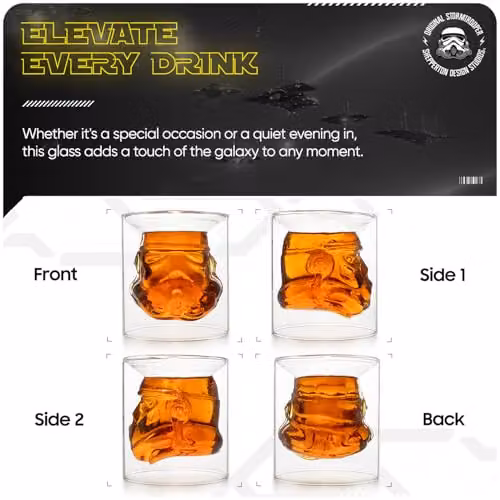 ThumbsUp! Original Stormtrooper Inverted Whisky Glass, Transparent, 150ml – 5